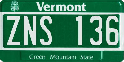 VT license plate ZNS136
