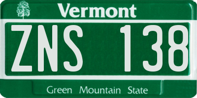 VT license plate ZNS138