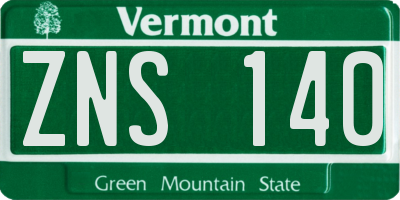 VT license plate ZNS140