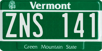 VT license plate ZNS141