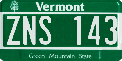 VT license plate ZNS143