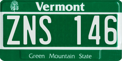 VT license plate ZNS146