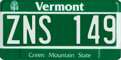 VT license plate ZNS149