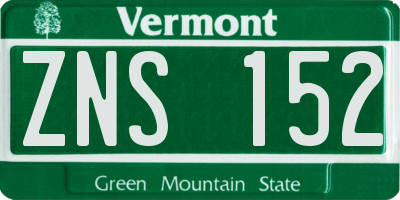 VT license plate ZNS152