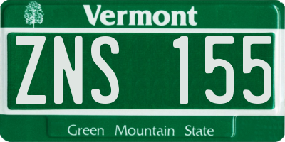VT license plate ZNS155