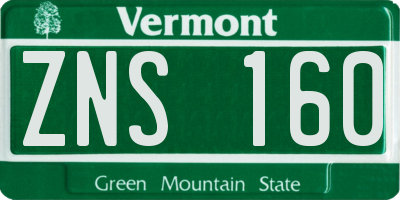 VT license plate ZNS160