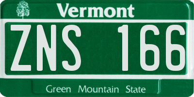 VT license plate ZNS166