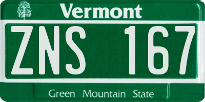 VT license plate ZNS167