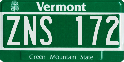VT license plate ZNS172
