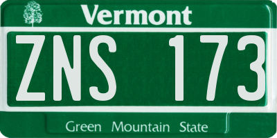 VT license plate ZNS173