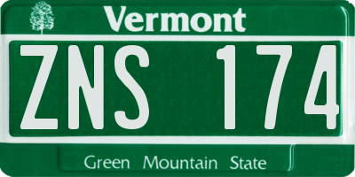 VT license plate ZNS174