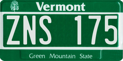 VT license plate ZNS175