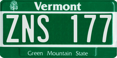 VT license plate ZNS177