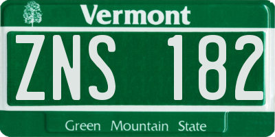 VT license plate ZNS182