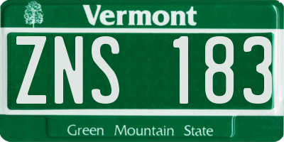 VT license plate ZNS183