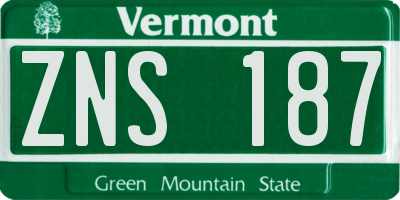 VT license plate ZNS187