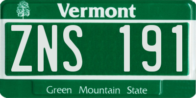 VT license plate ZNS191