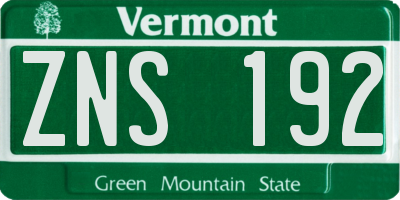 VT license plate ZNS192