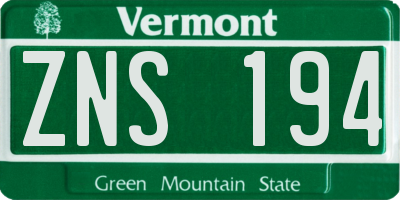 VT license plate ZNS194