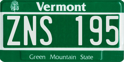 VT license plate ZNS195