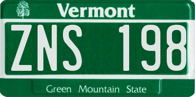 VT license plate ZNS198