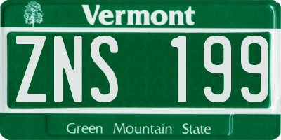 VT license plate ZNS199