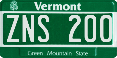 VT license plate ZNS200