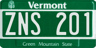 VT license plate ZNS201