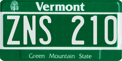 VT license plate ZNS210