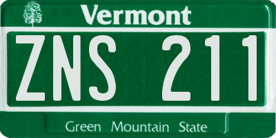 VT license plate ZNS211