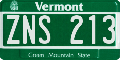VT license plate ZNS213