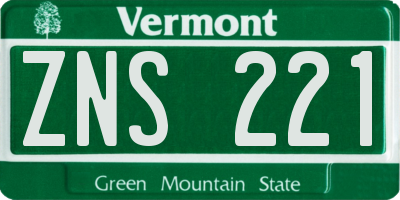 VT license plate ZNS221