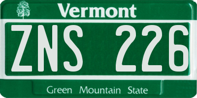 VT license plate ZNS226