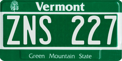 VT license plate ZNS227
