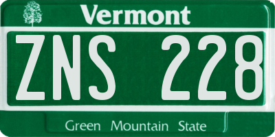VT license plate ZNS228