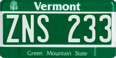 VT license plate ZNS233