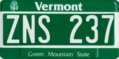 VT license plate ZNS237