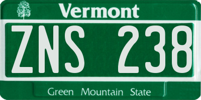 VT license plate ZNS238