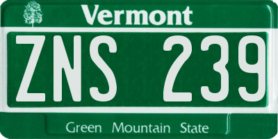 VT license plate ZNS239