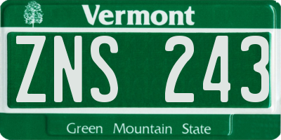 VT license plate ZNS243