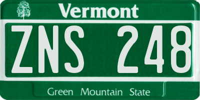 VT license plate ZNS248