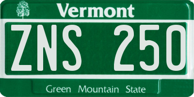 VT license plate ZNS250