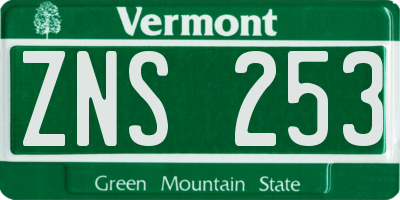 VT license plate ZNS253