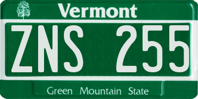 VT license plate ZNS255