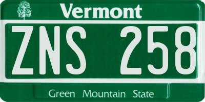 VT license plate ZNS258