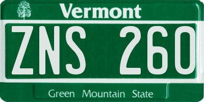 VT license plate ZNS260