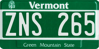VT license plate ZNS265