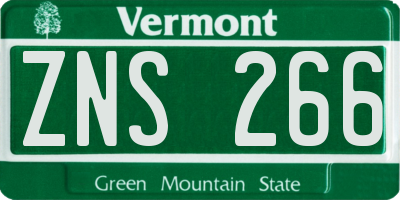 VT license plate ZNS266