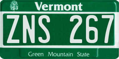 VT license plate ZNS267