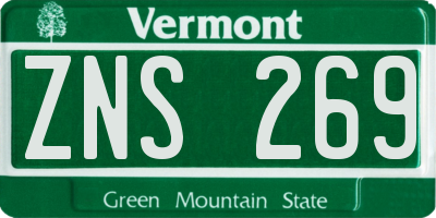 VT license plate ZNS269